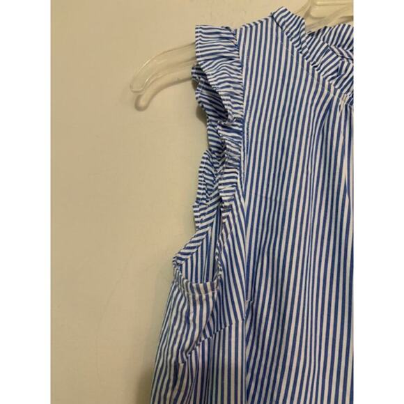 J. Crew Dress Tiered Ruffles Pin Striped Midi 6 Petite A-Line Sleeveless 6P - Picture 8 of 9